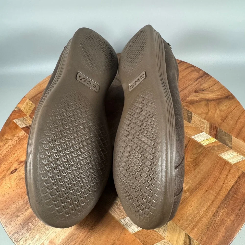 Skechers On-The-Go Brown Slip On Ballet Flats Goga Mat Womens 7.5 136273 CHOC